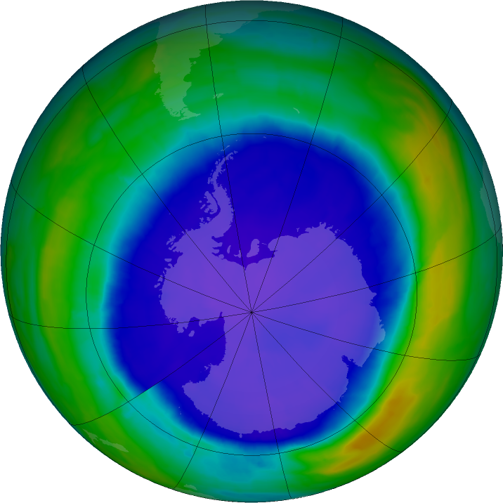 Antarctic ozone map for 24 September 2015